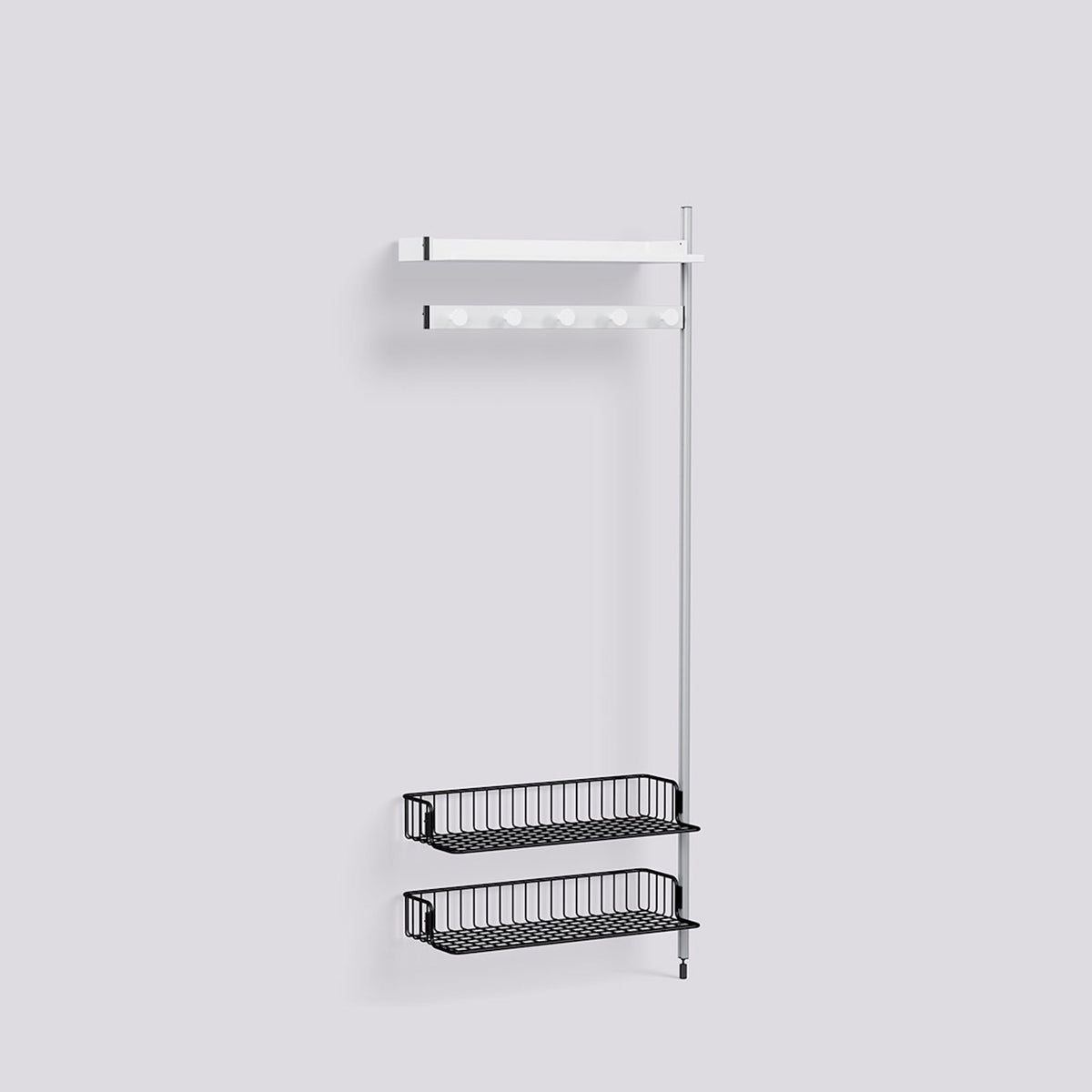 Étagère modulable Pier System 1050 module additionnel de Ronan et Erwan Bouroullec - Hay-Acier laqué blanc, profilé aluminium anodisé naturel - Acier laqué noir-The Woods Gallery