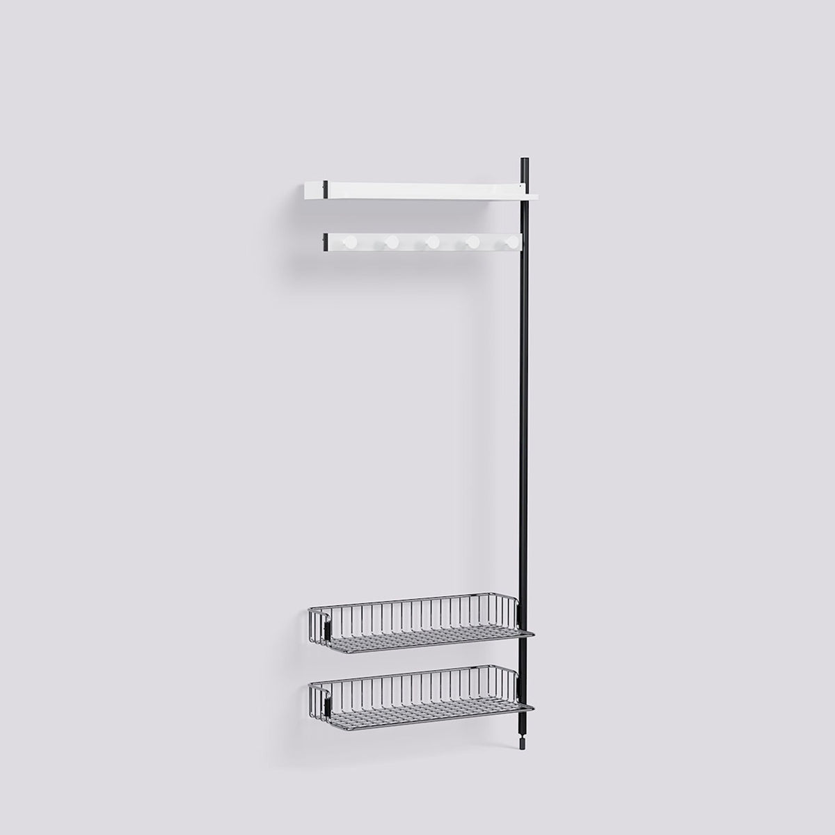 Étagère modulable Pier System 1050 module additionnel de Ronan et Erwan Bouroullec - Hay-Acier laqué blanc, profilé aluminium anodisé noir - Acier chromé-The Woods Gallery
