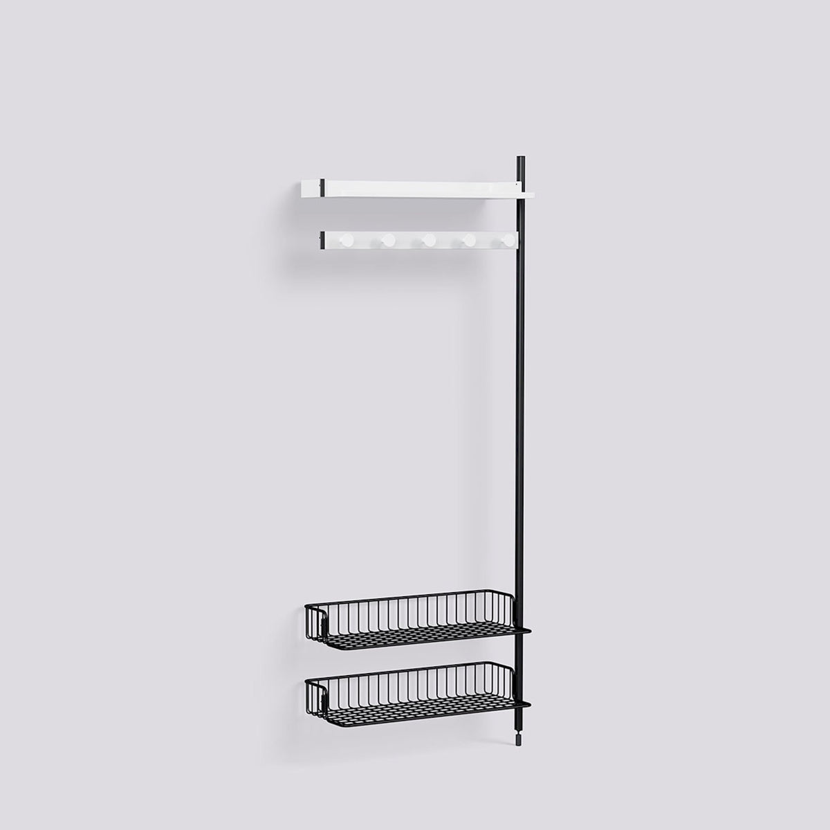 Étagère modulable Pier System 1050 module additionnel de Ronan et Erwan Bouroullec - Hay-Acier laqué blanc, profilé aluminium anodisé noir - Acier laqué noir-The Woods Gallery