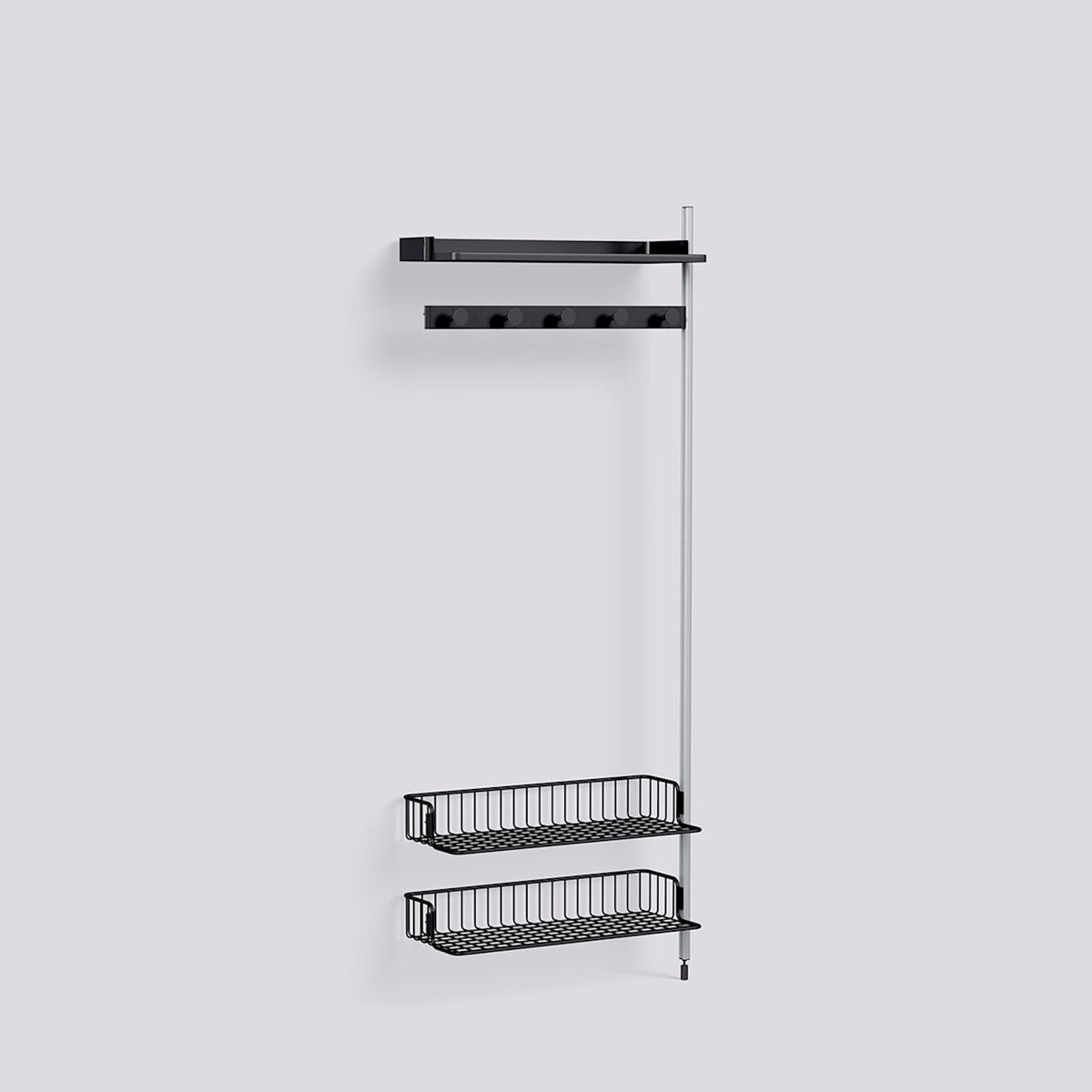 Étagère modulable Pier System 1050 module additionnel de Ronan et Erwan Bouroullec - Hay-Acier laqué noir, profilé aluminium anodisé naturel - Acier laqué noir-The Woods Gallery