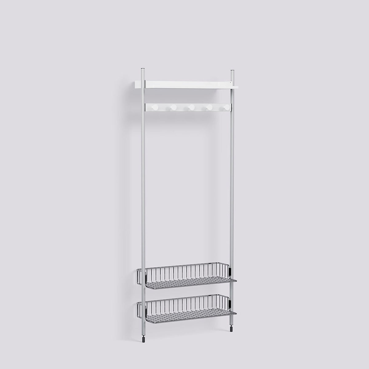 Étagère modulable Pier System 1051 1 colonne de Ronan et Erwan Bouroullec - Hay-Acier laqué blanc, profilé aluminium anodisé naturel - Acier chromé-The Woods Gallery