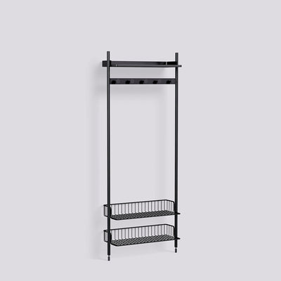 Étagère modulable Pier System 1051 1 colonne de Ronan et Erwan Bouroullec - Hay-Acier laqué noir, profilé aluminium anodisé noir - Acier laqué noir-The Woods Gallery