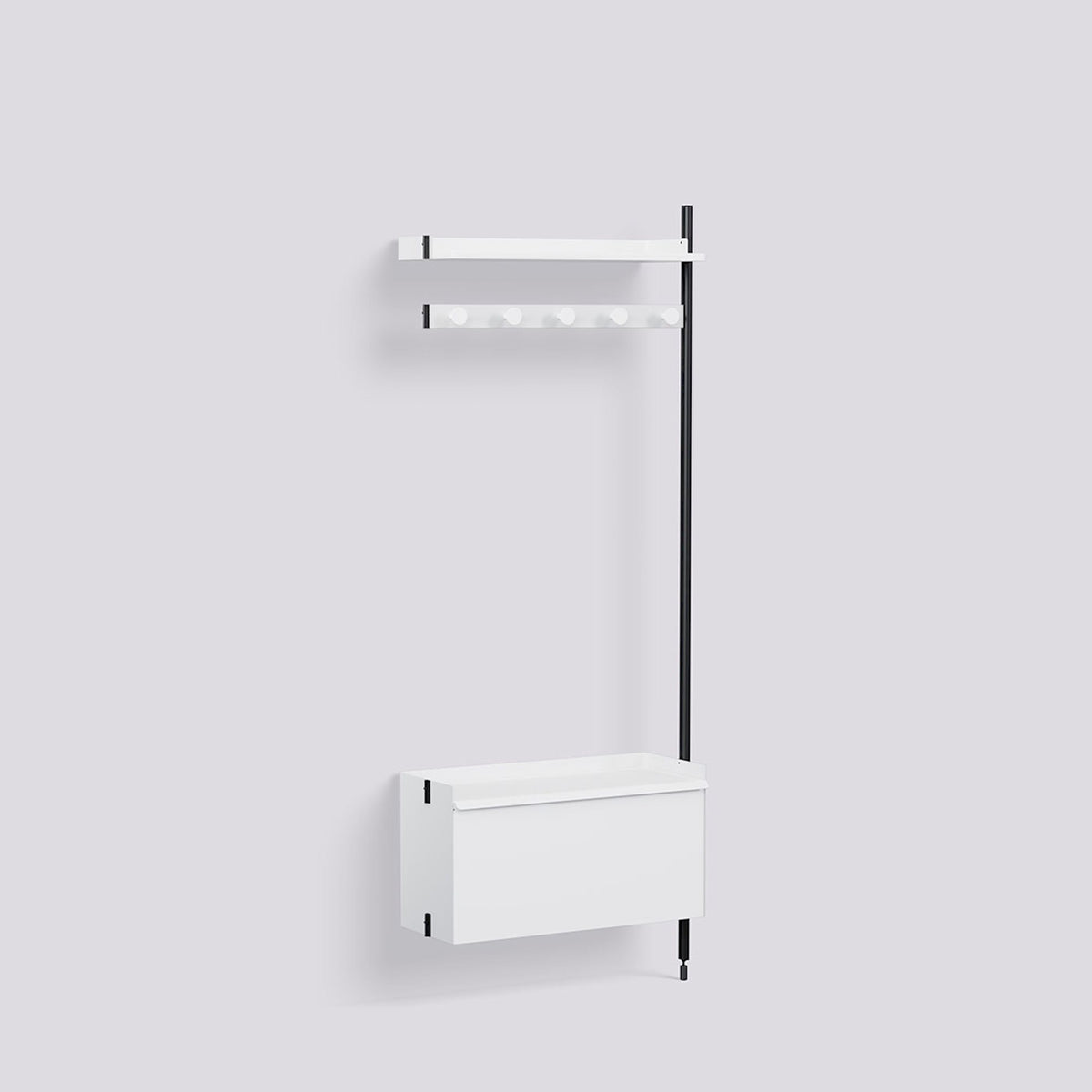 Étagère modulable Pier System 1060 module additionnel de Ronan et Erwan Bouroullec - Hay-Acier laqué blanc, profilé aluminium anodisé noir-The Woods Gallery