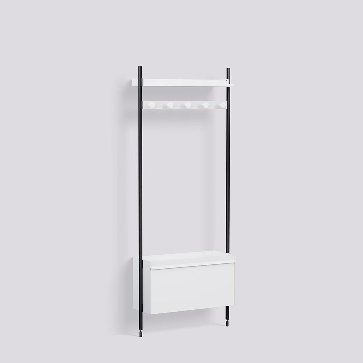 Étagère modulable Pier System 1061 1 colonne de Ronan et Erwan Bouroullec - Hay-Acier laqué blanc, profilé aluminium anodisé noir-The Woods Gallery