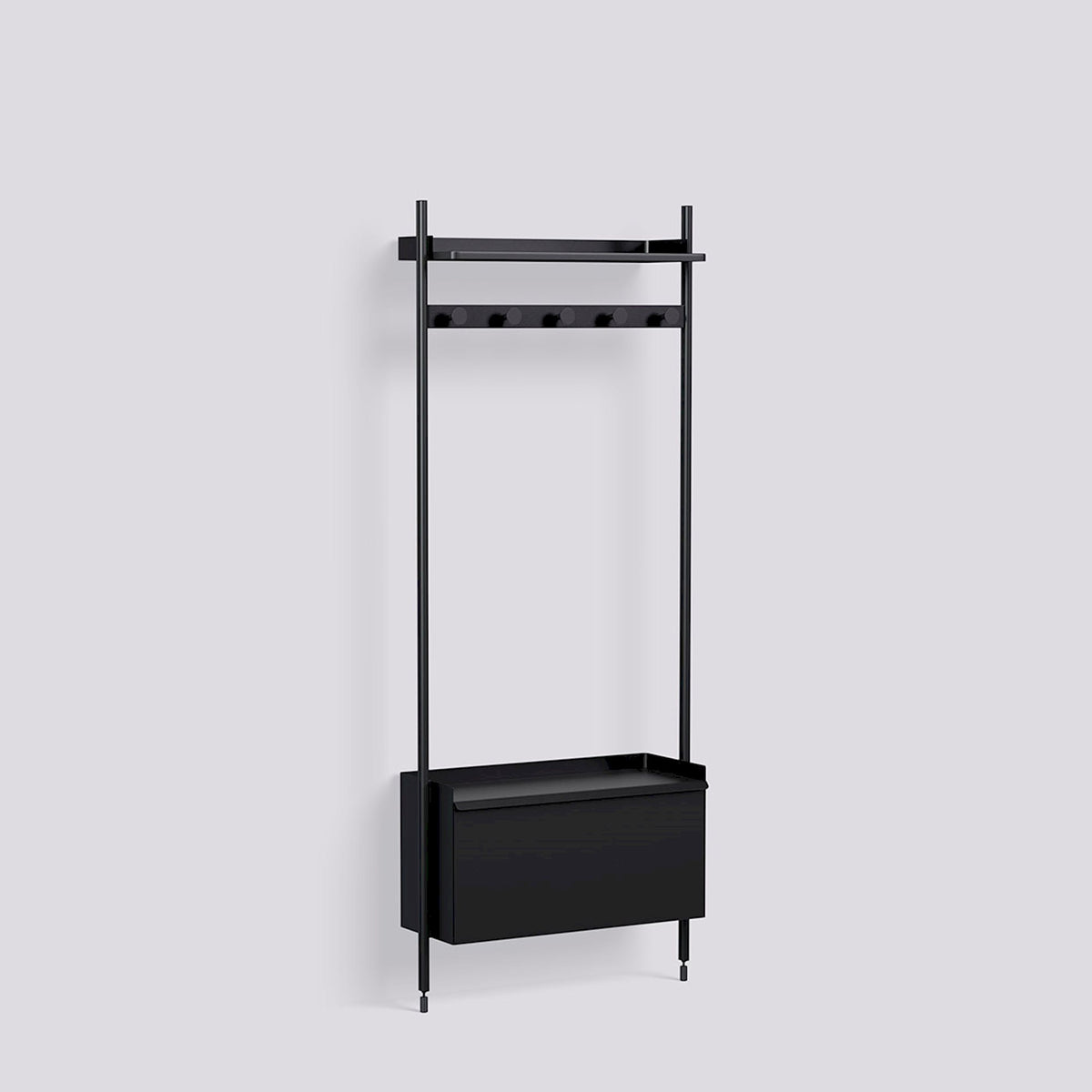 Étagère modulable Pier System 1061 1 colonne de Ronan et Erwan Bouroullec - Hay-Acier laqué noir, profilé aluminium anodisé noir-The Woods Gallery