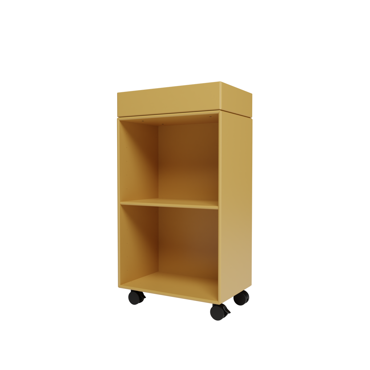 Etagère roulante Preppy par Peter J. Lassen, laque 157 Cumin, packshot Montana