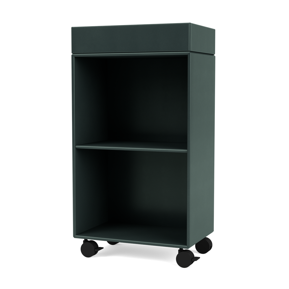Etagère roulante Preppy par Peter J. Lassen, laque 163 Black Jade, packshot Montana