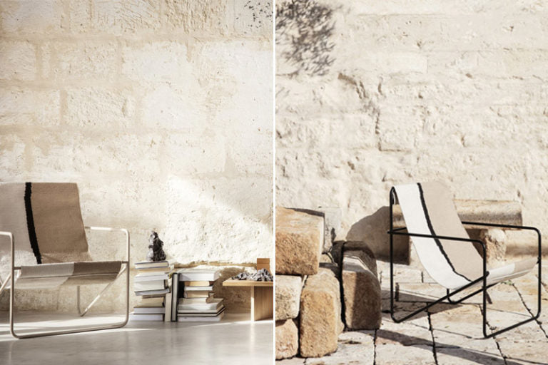 Fauteuil Desert - Ferm Living-Olive - Rayures Chocolat-The Woods Gallery