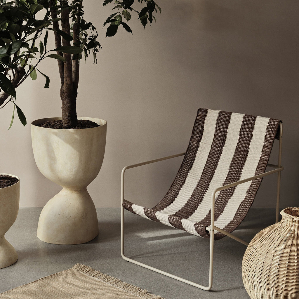 Fauteuil Desert - Ferm Living-Olive - Rayures Chocolat-The Woods Gallery