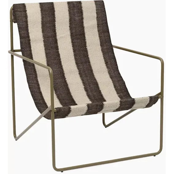 Fauteuil Desert - Ferm Living-Olive - Rayures Chocolat-The Woods Gallery