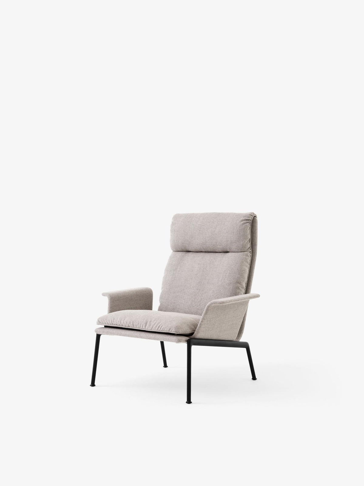Fauteuil Muno LN17 dossier haut à accoudoirs de Luca Nichetto - &amp;Tradition-Noir chaud-Tissu groupe 1-The Woods Gallery
