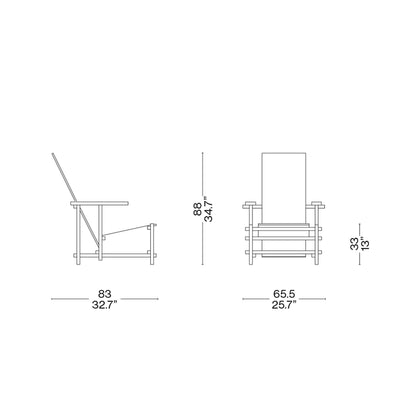 Fauteuil Red and blue de Gerrit Thomas Rietveld - Cassina-The Woods Gallery