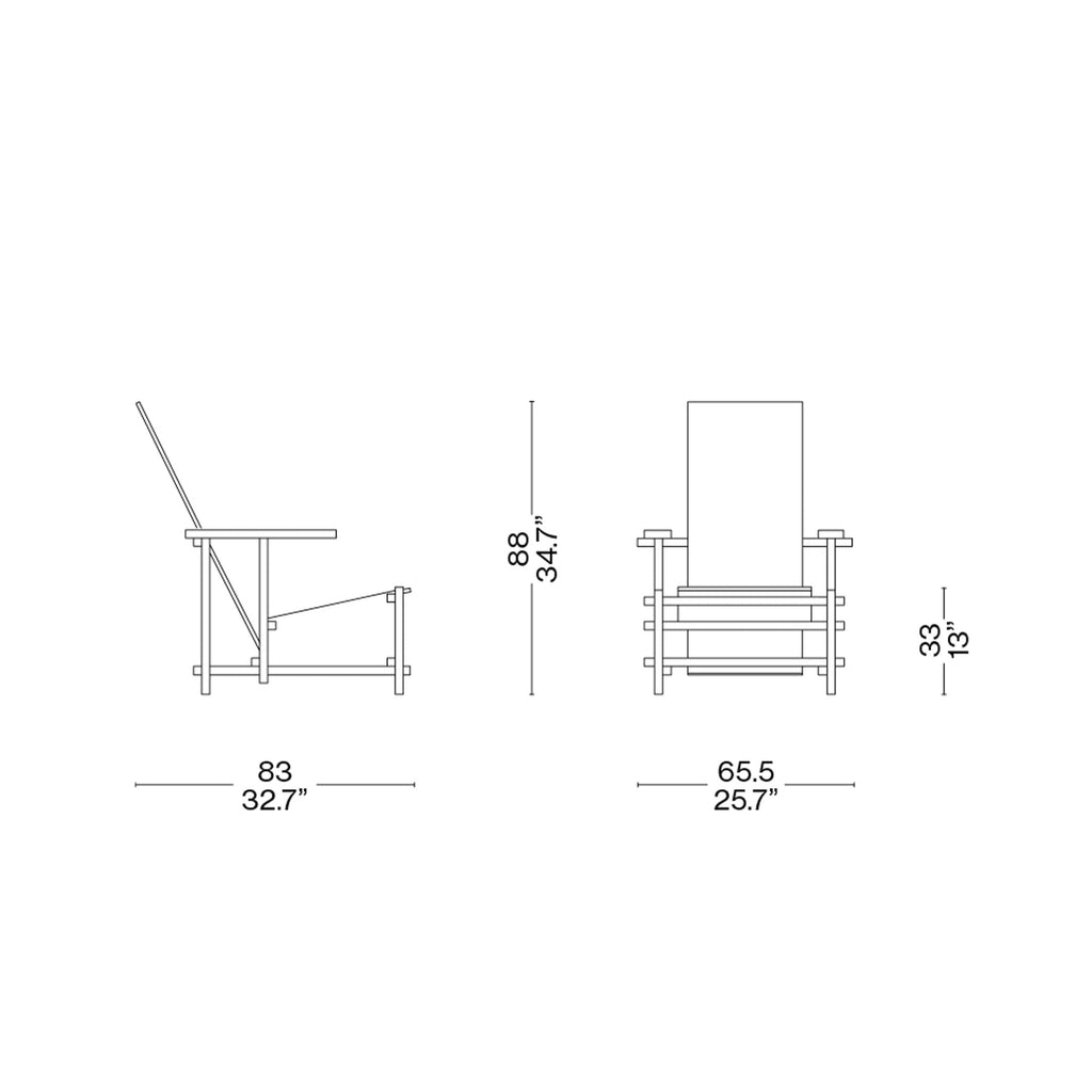 Fauteuil Red and blue de Gerrit Thomas Rietveld - Cassina-The Woods Gallery