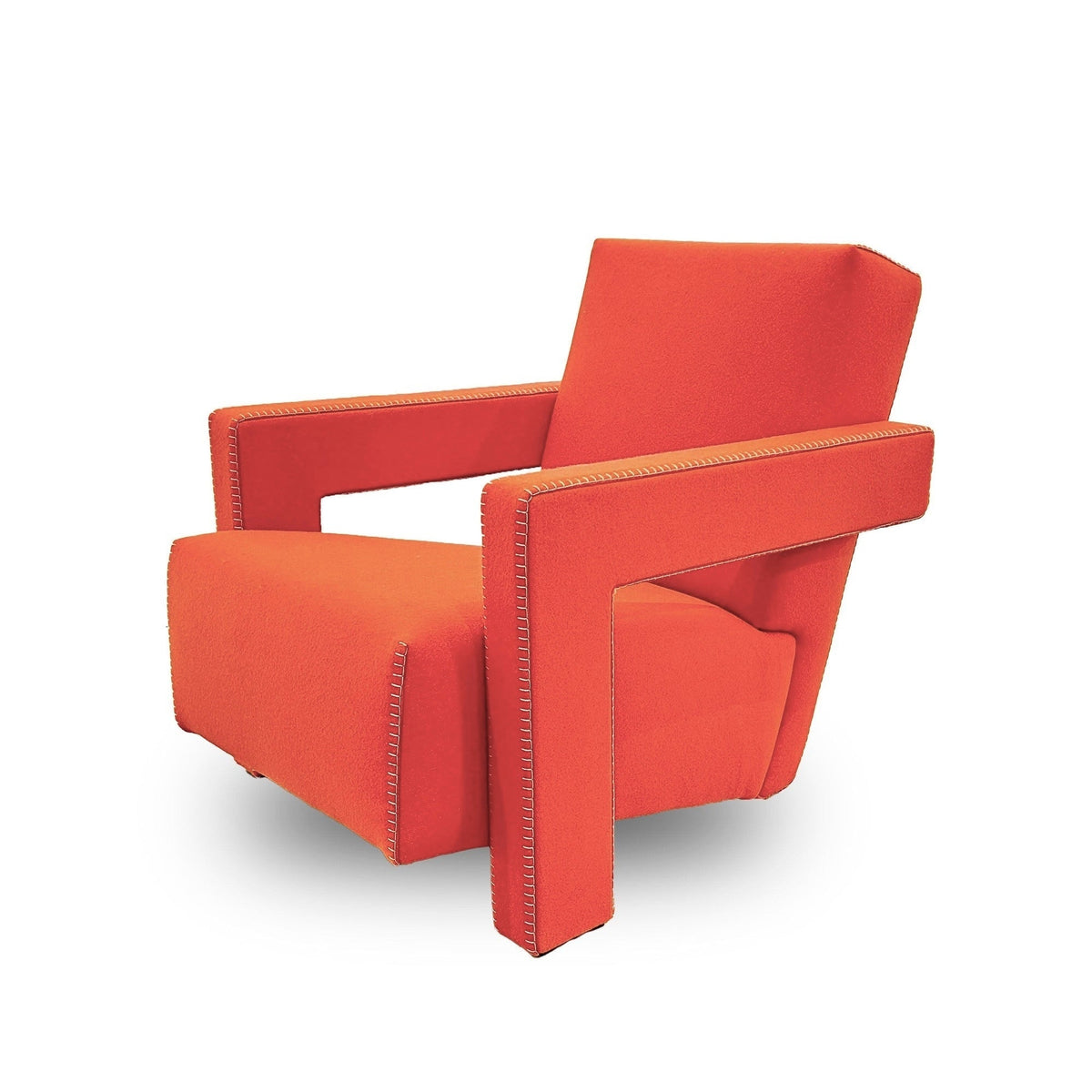 Fauteuil Utrecht 637 de Gerrit Thomas Rietveld - Cassina-orange, vue trois quarts-The Woods Gallery