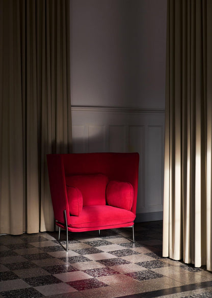 Fauteuil lounge Cloud LN5 dossier haut de Luca Nichetto - &amp;Tradition-Chrome-Tissu groupe 1-The Woods Gallery