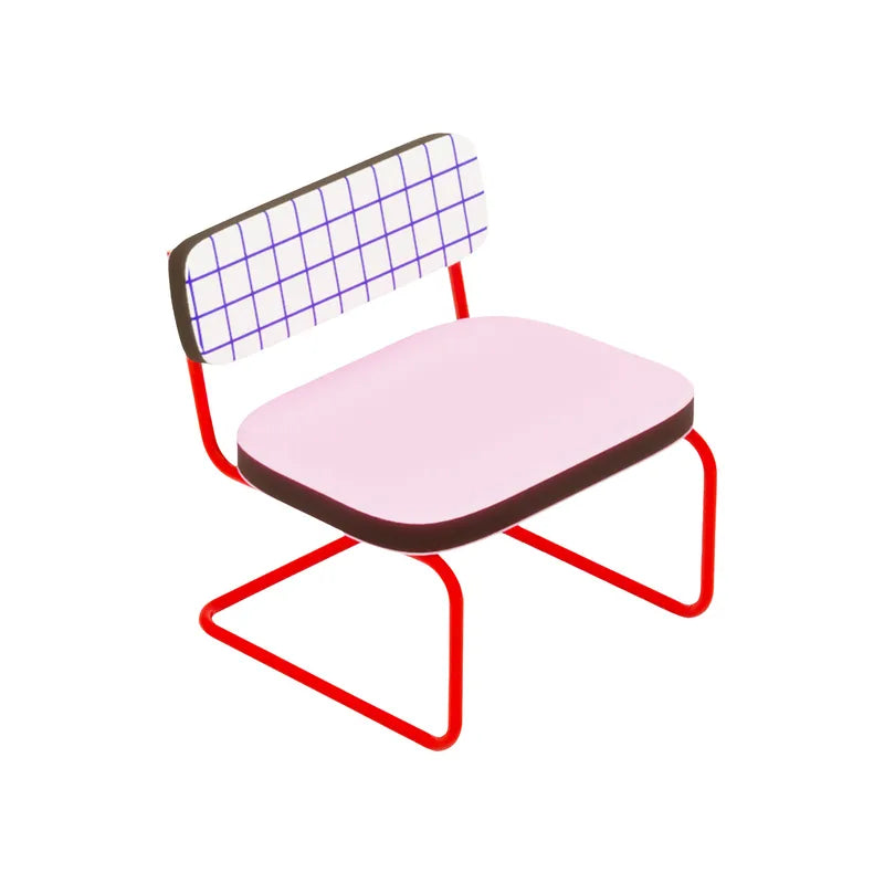 Fauteuil rembourré Super Lounge Chair tissu multicolore de Hello Again - Seletti-Grille rouge-The Woods Gallery