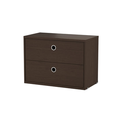 Caisson 2 tiroirs Cabinet, String Furniture, coloris chêne foncé, 58x30cm, packshot sur fond blanc