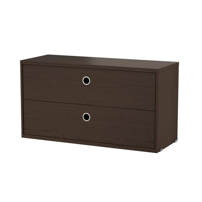 Caisson 2 tiroirs Cabinet, String Furniture, coloris chêne foncé, 78x30cm, packshot sur fond blanc