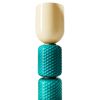 Lampadaire Ficupala - Cassina-détail du verre crème et de la céramique turquoise-Cassina