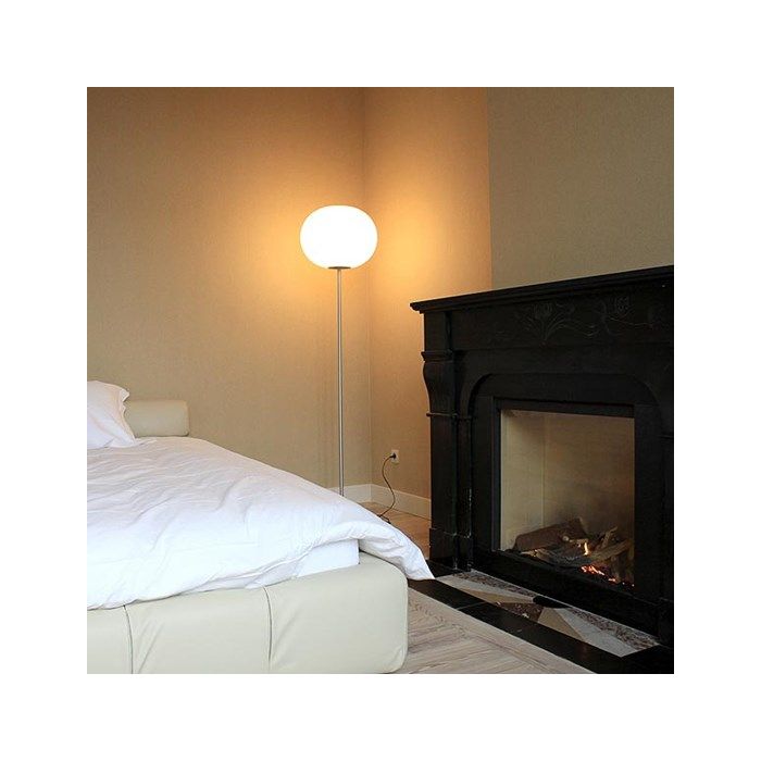 Lampadaire Glo-Ball de Jasper Morrison - Flos-Argent-Ø 33 cm, H 135 cm-The Woods Gallery