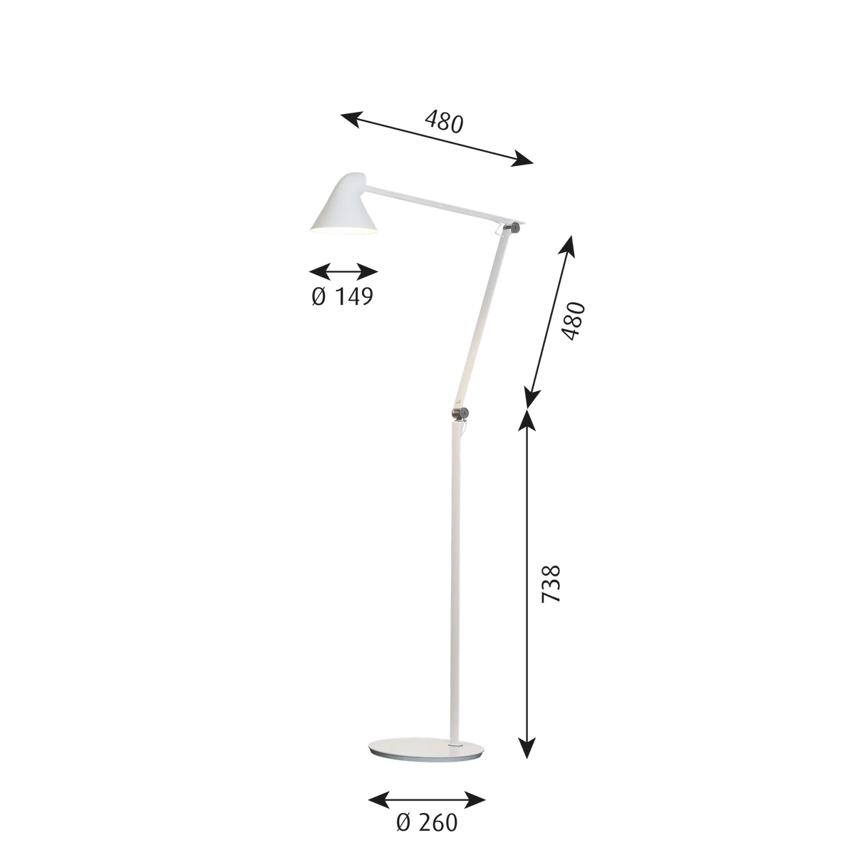 Lampadaire NJP - Louis Poulsen-Gris aluminium clair-LED 2700K 10W-The Woods Gallery