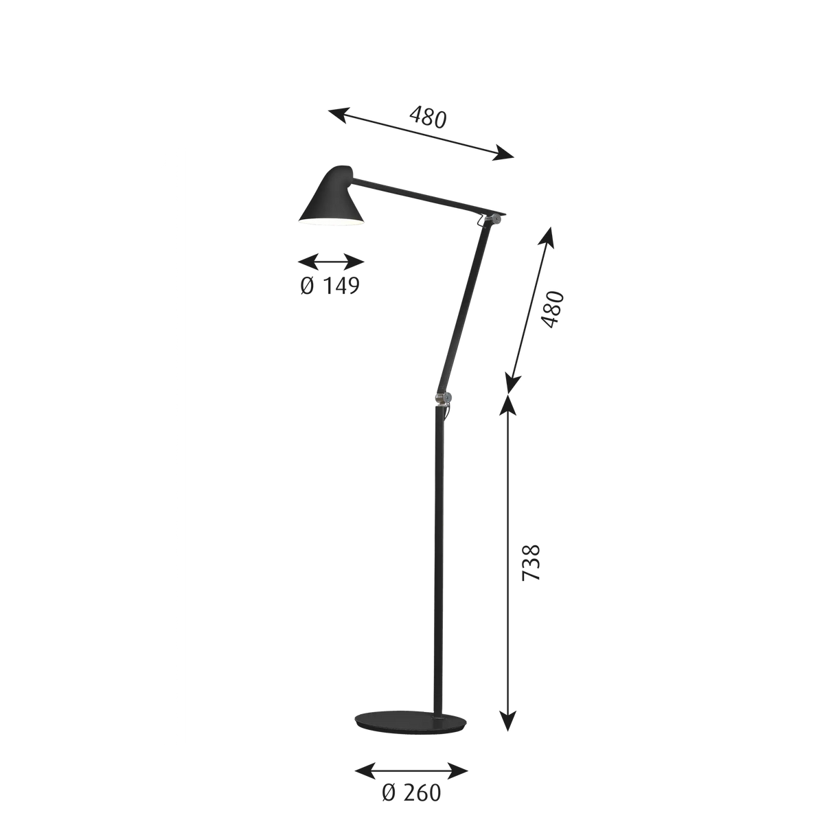 Lampadaire NJP - Louis Poulsen-Gris aluminium clair-LED 2700K 10W-The Woods Gallery