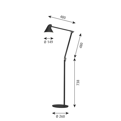 Lampadaire NJP - Louis Poulsen-Gris aluminium clair-LED 2700K 10W-The Woods Gallery