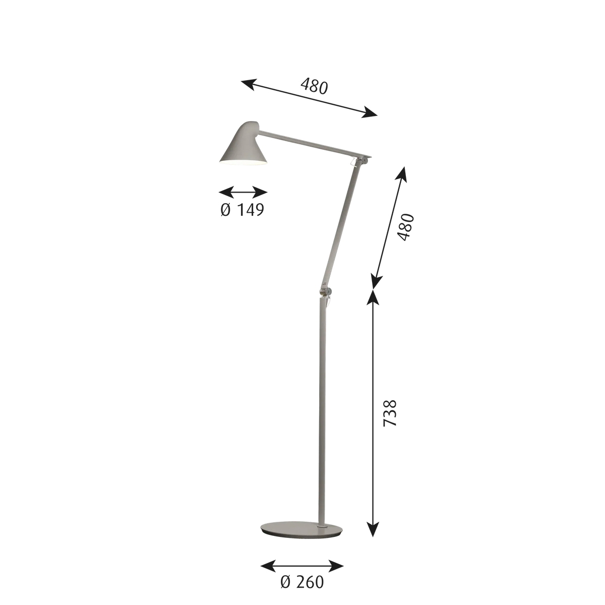 Lampadaire NJP - Louis Poulsen-Gris aluminium clair-LED 2700K 10W-The Woods Gallery