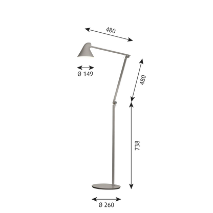 Lampadaire NJP - Louis Poulsen-Gris aluminium clair-LED 2700K 10W-The Woods Gallery