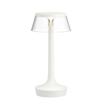 Lampe à poser Bon Jour Unplugged de Philippe Starck - Flos-Blanc-Abat-Jour Transparent-The Woods Gallery