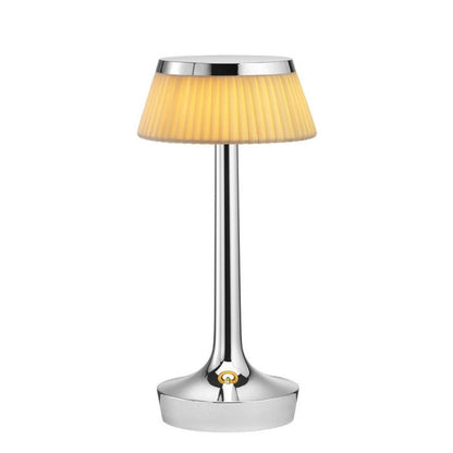 Lampe à poser Bon Jour Unplugged de Philippe Starck - Flos-Chrome-Abat-Jour Ivoire-The Woods Gallery
