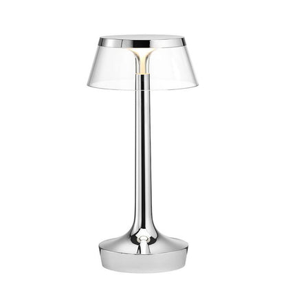 Lampe à poser Bon Jour Unplugged de Philippe Starck - Flos-Chrome-Abat-Jour Transparent-The Woods Gallery