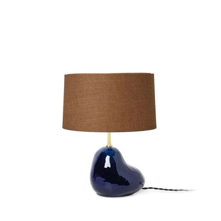 Lampe de table Hebe Small - Ferm Living-Base Bleu Foncé Abat-jour Curry-The Woods Gallery