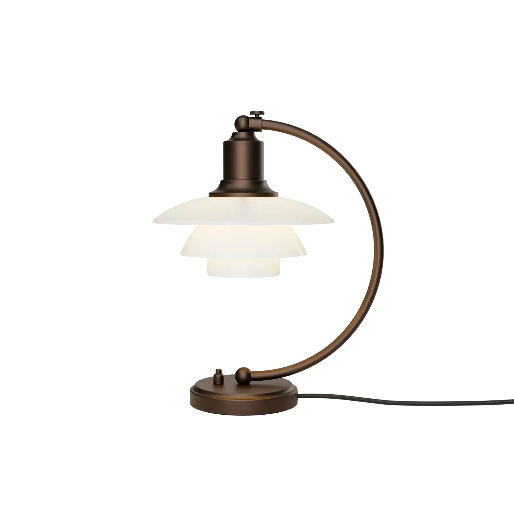 Lampe de table PH 2/2 Luna Poul Henningsen - Louis Poulsen-Laiton patiné et verre opalin-The Woods Gallery