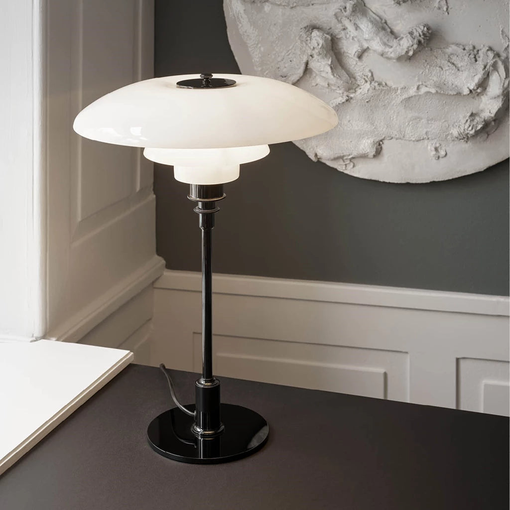 Lampe de table en verre PH 3½-2½ - Louis Poulsen-Chromé brillant-The Woods Gallery