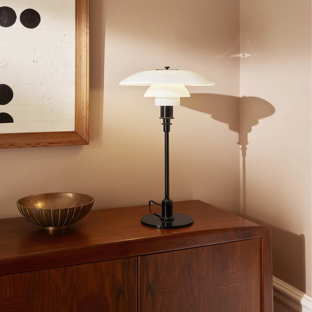 Lampe de table en verre PH 3½-2½ - Louis Poulsen-Chromé brillant-The Woods Gallery