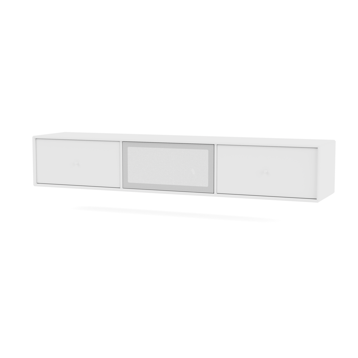 Meuble Tv Octave V par Peter J. Lassen, laque 38 Snow, suspendu au mur, packshot Montana