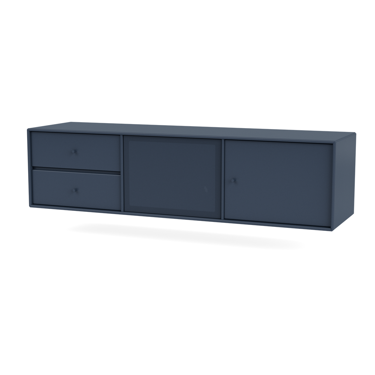 Meuble Tv Octave VI par Peter J. Lassen, laque 138 Juniper, suspendu au mur, packshot Montana