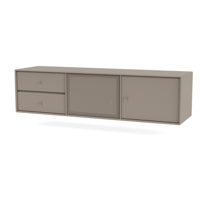 Meuble Tv Octave VI par Peter J. Lassen, laque 141 Truffle, suspendu au mur, packshot Montana