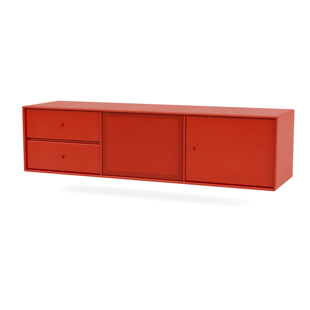 Meuble Tv Octave VI par Peter J. Lassen, laque 145 Rosehip, suspendu au mur, packshot Montana