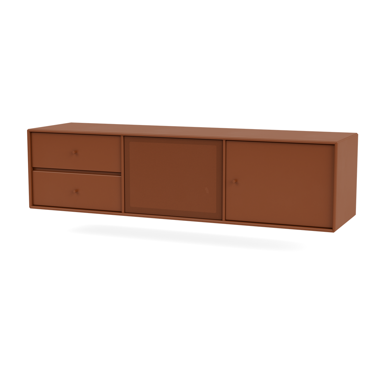 Meuble Tv Octave VI par Peter J. Lassen, laque 146 Hazelnut, suspendu au mur, packshot Montana
