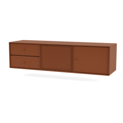 Meuble Tv Octave VI par Peter J. Lassen, laque 146 Hazelnut, suspendu au mur, packshot Montana