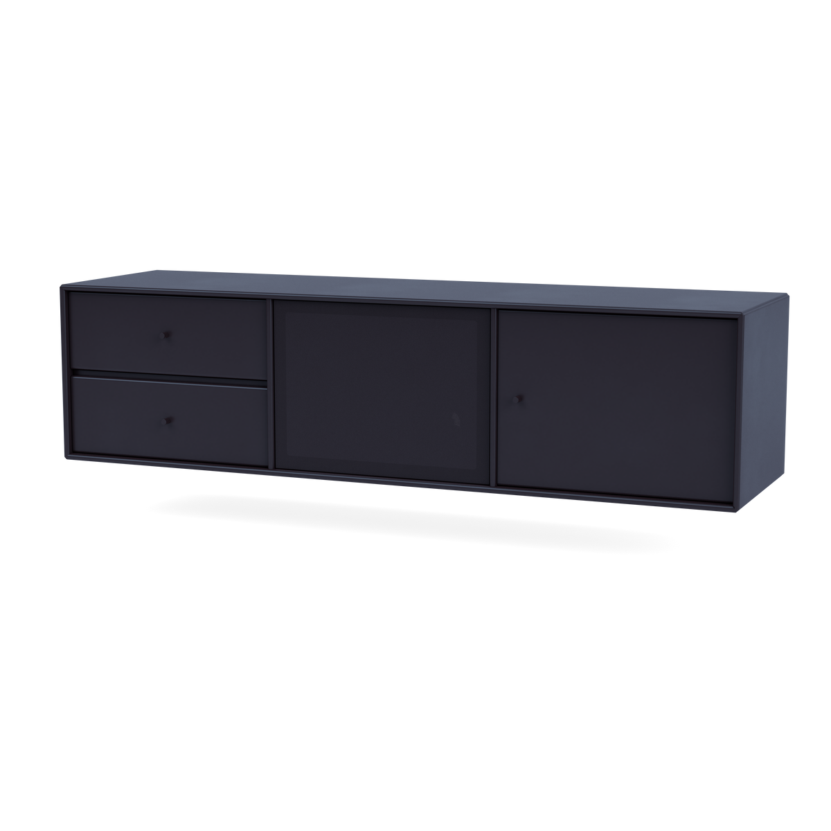 Meuble Tv Octave VI par Peter J. Lassen, laque 147 Shadow, suspendu au mur, packshot Montana