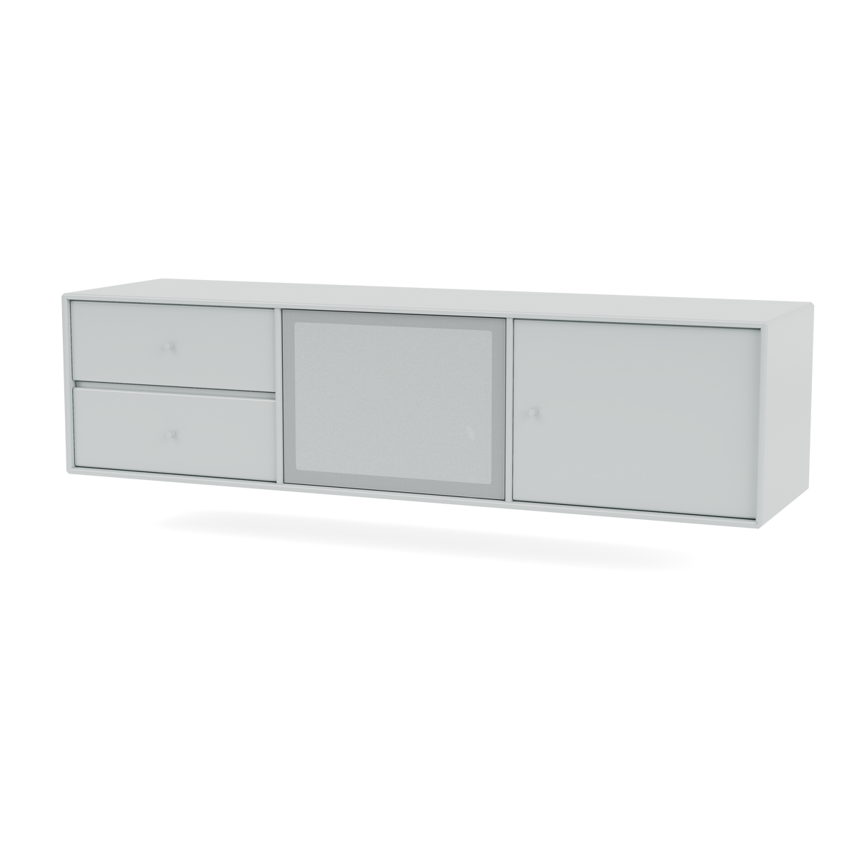 Meuble Tv Octave VI par Peter J. Lassen, laque 156 Oyster, suspendu au mur, packshot Montana