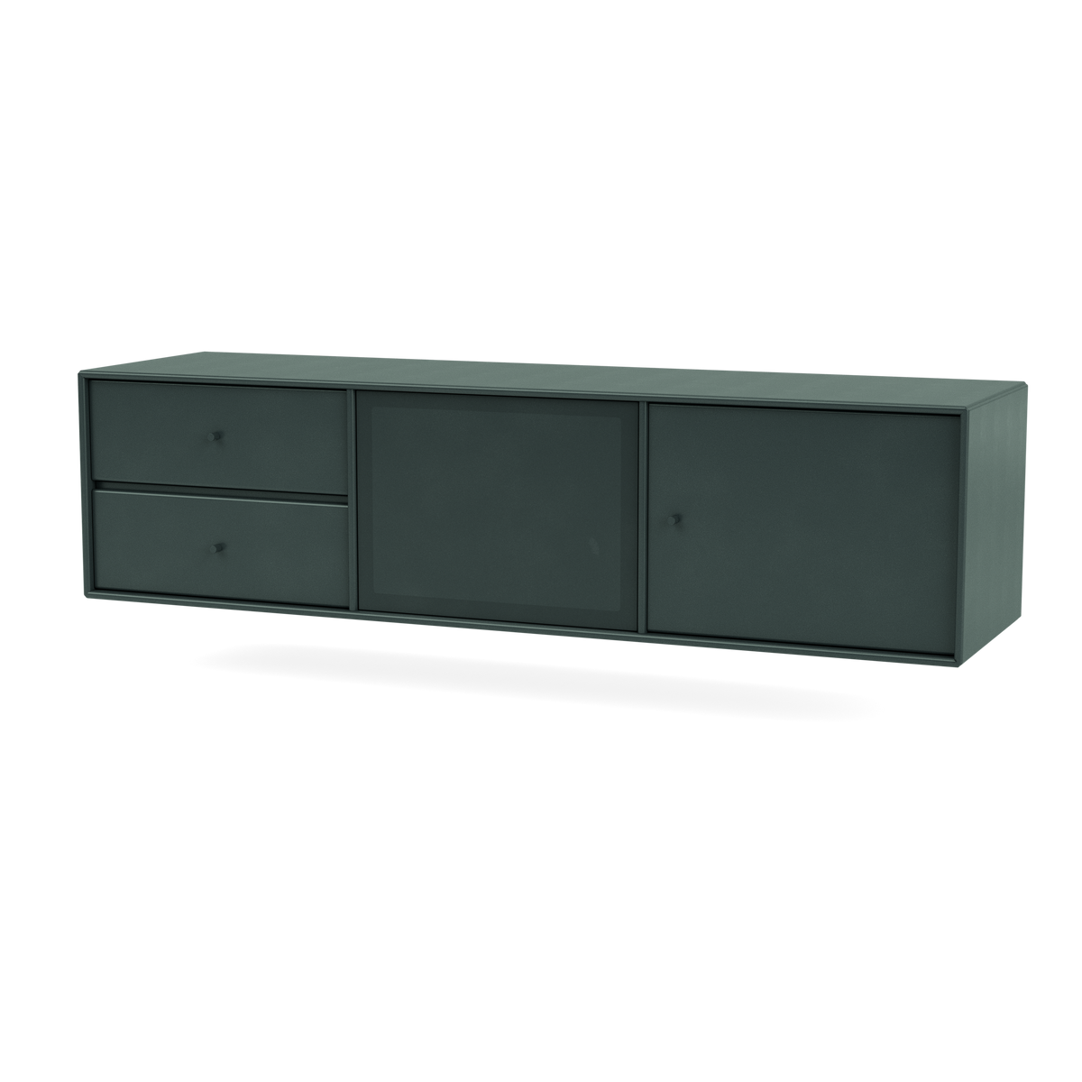 Meuble Tv Octave VI par Peter J. Lassen, laque 163 Black Jade, suspendu au mur, packshot Montana