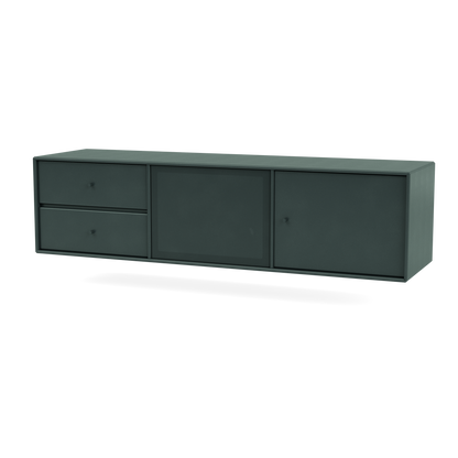 Meuble Tv Octave VI par Peter J. Lassen, laque 163 Black Jade, suspendu au mur, packshot Montana