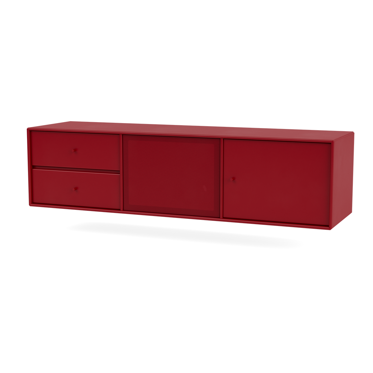 Meuble Tv Octave VI par Peter J. Lassen, laque 165 Beetroot, suspendu au mur, packshot Montana