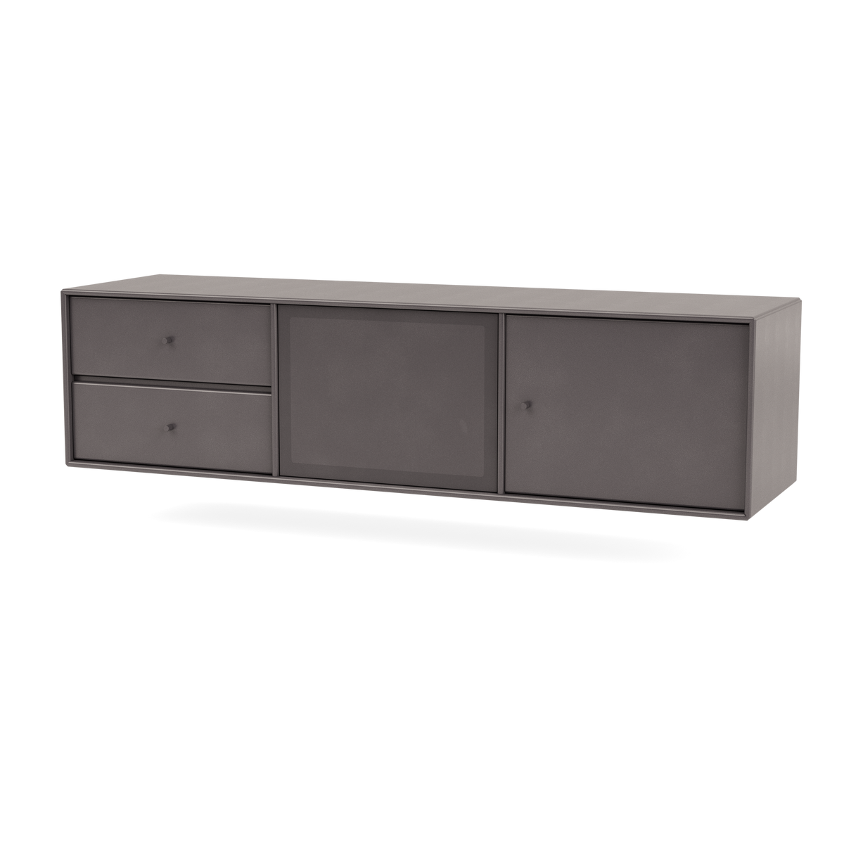 Meuble Tv Octave VI par Peter J. Lassen, laque 35 Coffee, suspendu au mur, packshot Montana