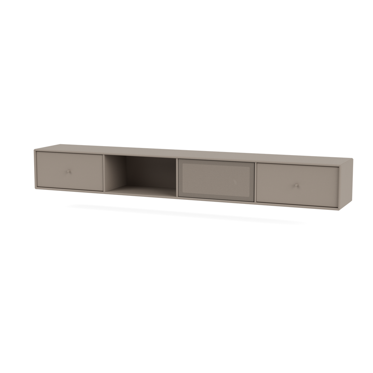Meuble Tv Octave VII par Peter J. Lassen, laque 141 Truffle, suspendu au mur, packshot Montana