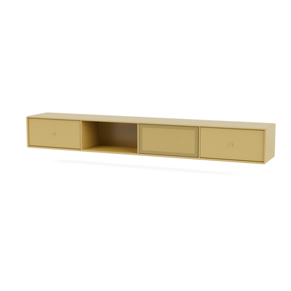 Meuble Tv Octave VII par Peter J. Lassen, laque 157 Cumin, suspendu au mur, packshot Montana